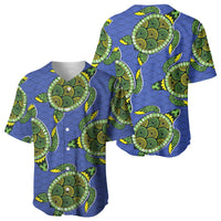 Emerald Turtle African Ankara Pattern Baseball Jersey