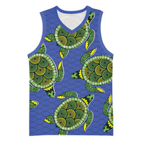 Emerald Turtle African Ankara Pattern Basketball Jersey