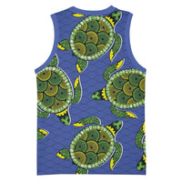 Emerald Turtle African Ankara Pattern Basketball Jersey