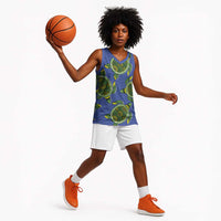 Emerald Turtle African Ankara Pattern Basketball Jersey