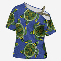 Emerald Turtle African Ankara Pattern Cross Shoulder Shirt