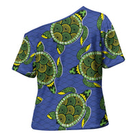 Emerald Turtle African Ankara Pattern Cross Shoulder Shirt