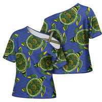 Emerald Turtle African Ankara Pattern Cross Shoulder Shirt