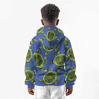 Emerald Turtle African Ankara Pattern Kid Hoodie