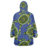 Emerald Turtle African Ankara Pattern Kid Wearable Blanket Hoodie