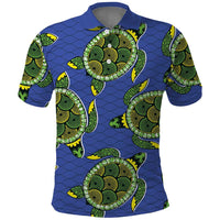 Emerald Turtle African Ankara Pattern Polo Shirt