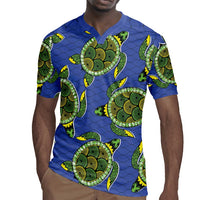Emerald Turtle African Ankara Pattern Rugby Jersey