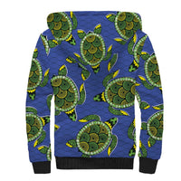 Emerald Turtle African Ankara Pattern Sherpa Hoodie
