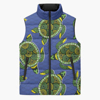 Emerald Turtle African Ankara Pattern Sleeveless Puffer Jacket