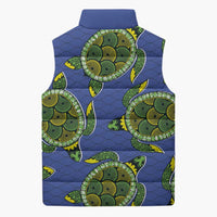 Emerald Turtle African Ankara Pattern Sleeveless Puffer Jacket