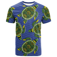 Emerald Turtle African Ankara Pattern T shirt