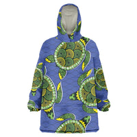 Emerald Turtle African Ankara Pattern Wearable Blanket Hoodie