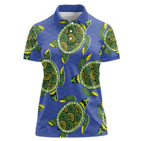 Emerald Turtle African Ankara Pattern Women Polo Shirt