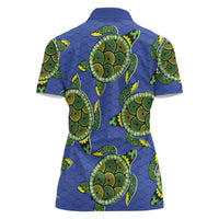 Emerald Turtle African Ankara Pattern Women Polo Shirt