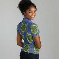 Emerald Turtle African Ankara Pattern Women Polo Shirt