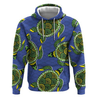 Emerald Turtle African Ankara Pattern Zip Hoodie