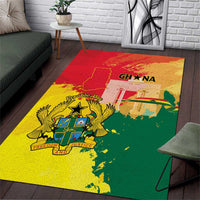 Ghana Republic Day Area Rug Black Star Square With Coat Of Arms