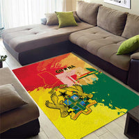 Ghana Republic Day Area Rug Black Star Square With Coat Of Arms