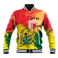 Personalized Ghana Republic Day Baseball Jacket Black Star Square With Coat Of Arms