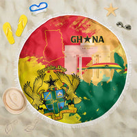 Ghana Republic Day Beach Blanket Black Star Square With Coat Of Arms