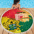 Ghana Republic Day Beach Blanket Black Star Square With Coat Of Arms