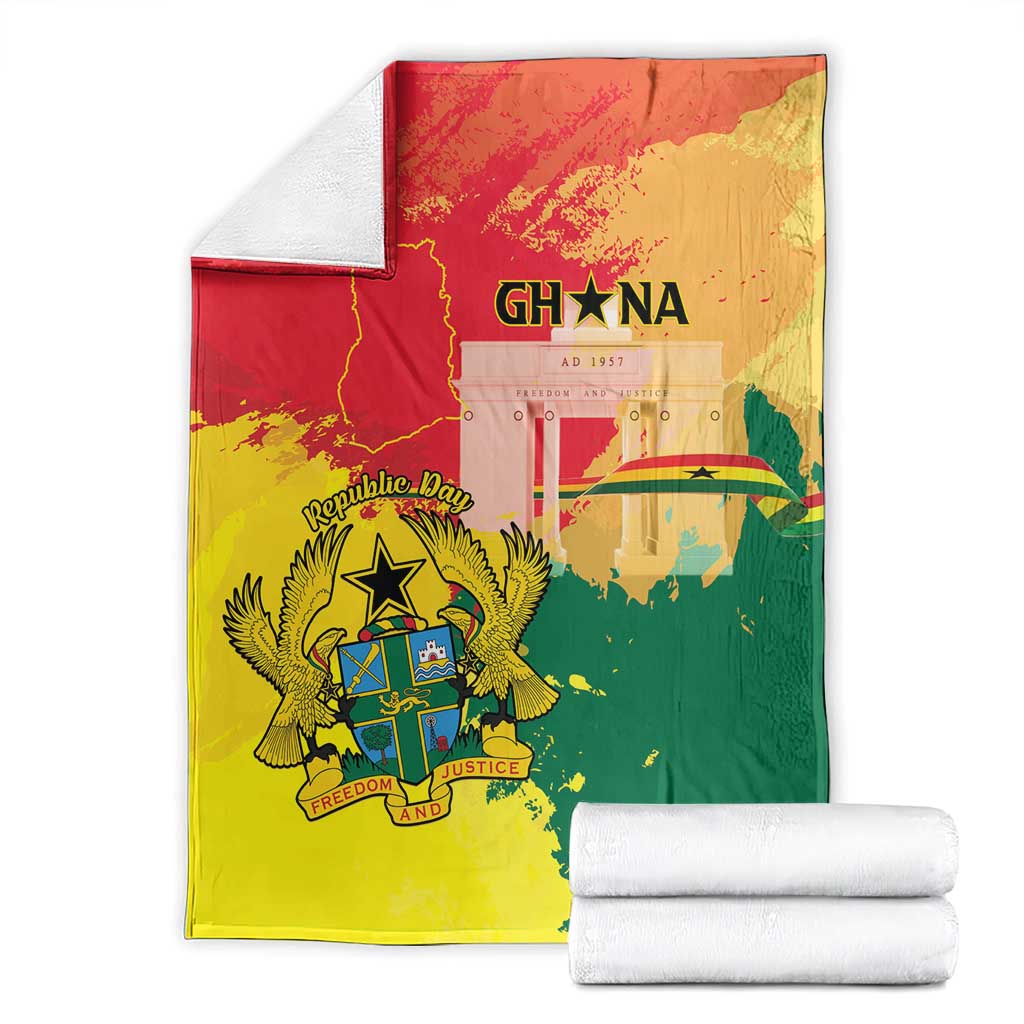 Ghana Republic Day Blanket Black Star Square With Coat Of Arms