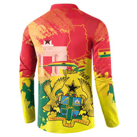 Personalized Ghana Republic Day Button Sweatshirt Black Star Square With Coat Of Arms