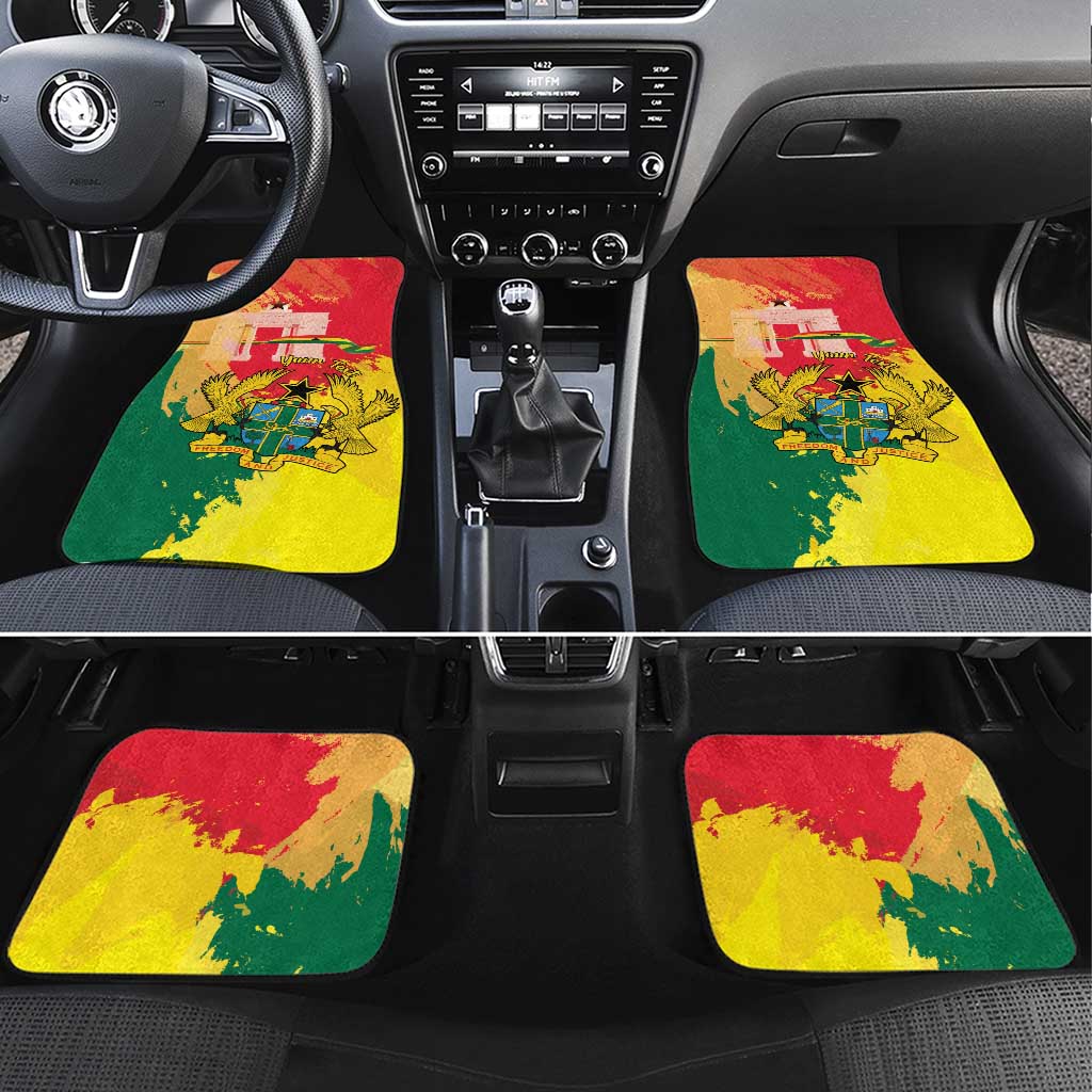 Ghana Republic Day Car Mats Black Star Square With Coat Of Arms