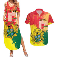 Personalized Ghana Republic Day Couples Matching Summer Maxi Dress and Hawaiian Shirt Black Star Square With Coat Of Arms