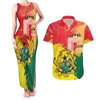 Personalized Ghana Republic Day Couples Matching Tank Maxi Dress and Hawaiian Shirt Black Star Square With Coat Of Arms