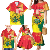 Personalized Ghana Republic Day Family Matching Mermaid Dress and Hawaiian Shirt Black Star Square With Coat Of Arms
