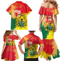 Personalized Ghana Republic Day Family Matching Mermaid Dress and Hawaiian Shirt Black Star Square With Coat Of Arms