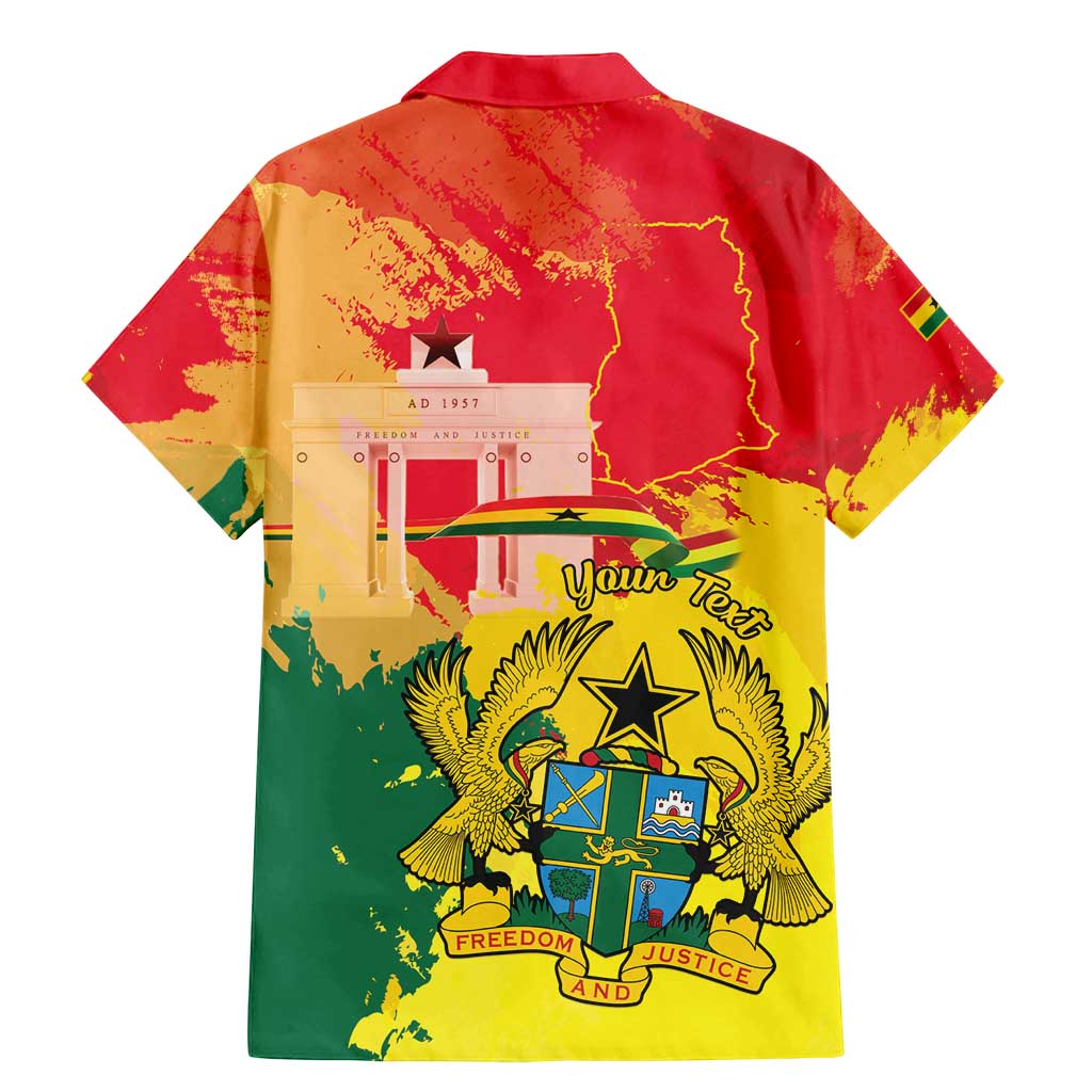 Personalized Ghana Republic Day Family Matching Mermaid Dress and Hawaiian Shirt Black Star Square With Coat Of Arms