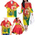 Personalized Ghana Republic Day Family Matching Off The Shoulder Long Sleeve Dress and Hawaiian Shirt Black Star Square With Coat Of Arms