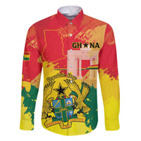 Personalized Ghana Republic Day Family Matching Off The Shoulder Long Sleeve Dress and Hawaiian Shirt Black Star Square With Coat Of Arms