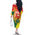 Personalized Ghana Republic Day Family Matching Off The Shoulder Long Sleeve Dress and Hawaiian Shirt Black Star Square With Coat Of Arms