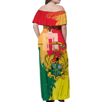 Personalized Ghana Republic Day Family Matching Off Shoulder Maxi Dress and Hawaiian Shirt Black Star Square With Coat Of Arms