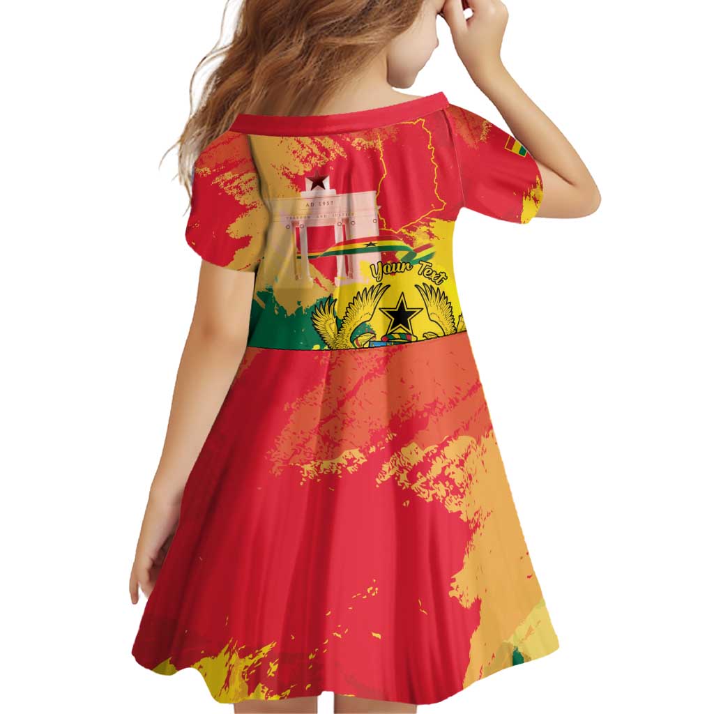 Personalized Ghana Republic Day Family Matching Off Shoulder Short Dress and Hawaiian Shirt Black Star Square With Coat Of Arms