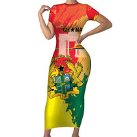 Personalized Ghana Republic Day Family Matching Short Sleeve Bodycon Dress and Hawaiian Shirt Black Star Square With Coat Of Arms