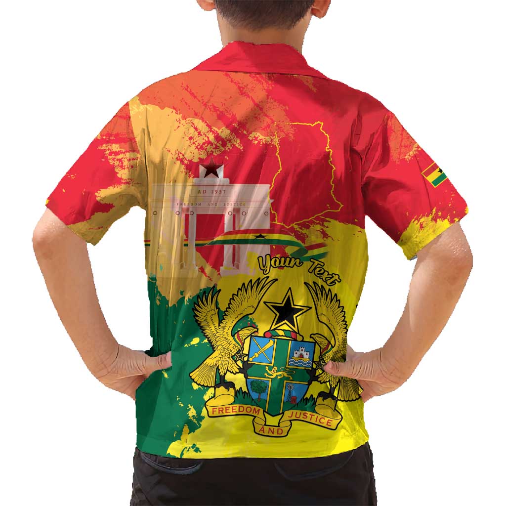 Personalized Ghana Republic Day Family Matching Tank Maxi Dress and Hawaiian Shirt Black Star Square With Coat Of Arms