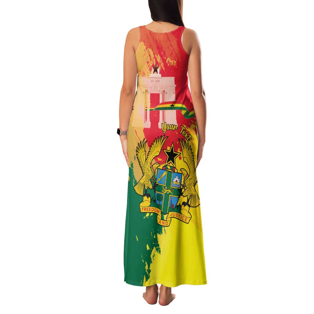 Personalized Ghana Republic Day Family Matching Tank Maxi Dress and Hawaiian Shirt Black Star Square With Coat Of Arms