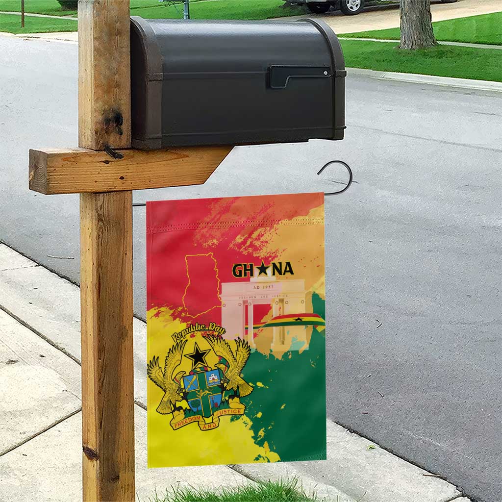 Ghana Republic Day Garden Flag Black Star Square With Coat Of Arms