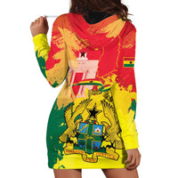 Personalized Ghana Republic Day Hoodie Dress Black Star Square With Coat Of Arms