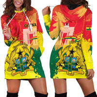 Personalized Ghana Republic Day Hoodie Dress Black Star Square With Coat Of Arms