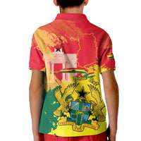 Personalized Ghana Republic Day Kid Polo Shirt Black Star Square With Coat Of Arms