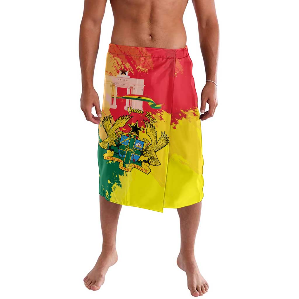 Personalized Ghana Republic Day Lavalava Black Star Square With Coat Of Arms