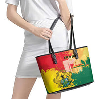 Ghana Republic Day Leather Tote Bag Black Star Square With Coat Of Arms