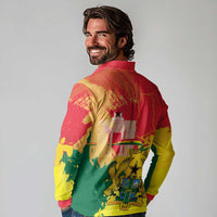 Personalized Ghana Republic Day Long Sleeve Polo Shirt Black Star Square With Coat Of Arms