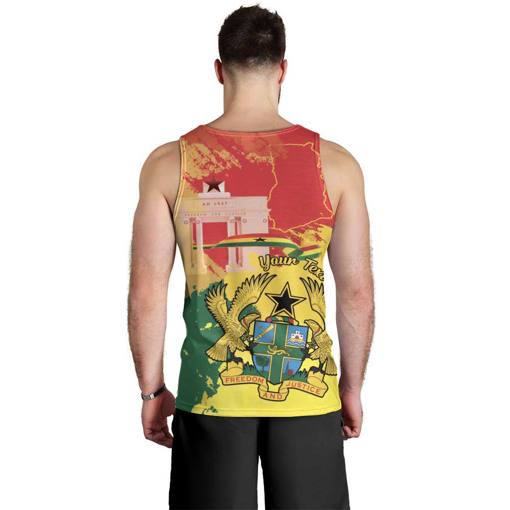 Personalized Ghana Republic Day Men Tank Top Black Star Square With Coat Of Arms