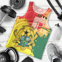 Personalized Ghana Republic Day Men Tank Top Black Star Square With Coat Of Arms
